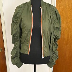 Hunter Target green Bomber Jacket with Ruched Sleeves XS